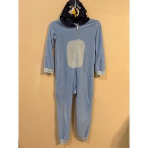 Bluey Kids Fleece Hooded Union Suit One Piece Pajamas Blue Size M 8/10 RN87652